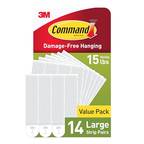 Command Large Picture Hanging Strips 15 lb - Damage-Free Wall Mounts, 14 Pairs (28 Strips) - Variation 1