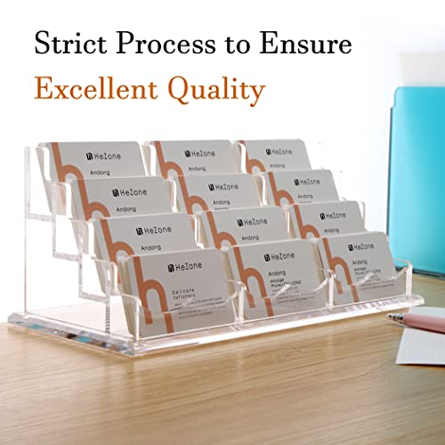 Business Card Holder Display for Desk, 12 Slot 4 Tier Multiple-Clear Acrylic Business Card Stand Set, Holds Approximately 600 Cards(12 Cell H)