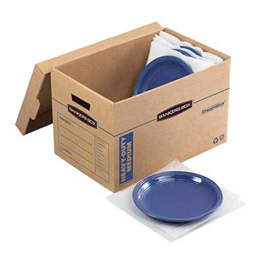 Bankers Box Kitchen Kit Moving Box 1 Pack, Dividers and Cushions, Reinforced Handles, Tape-Free Assembly, Box with Lid, 15-in x 12-in x 10-in (7710701)