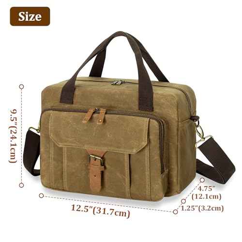 Damero Bible Tote Bag for Men, Large Bible Bag with Cup Holder, Waxed Canvas Church Bag Bible Cover Bag with Detachable Shoulder Strap