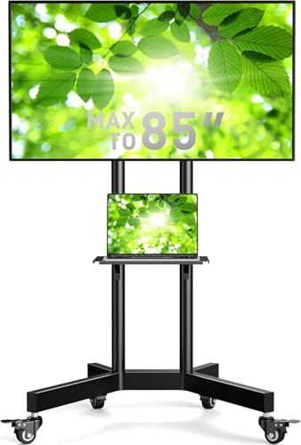 Perlegear Rolling TV Stand for 32-85 Inch TVs | Height Adjustable Mobile TV Cart