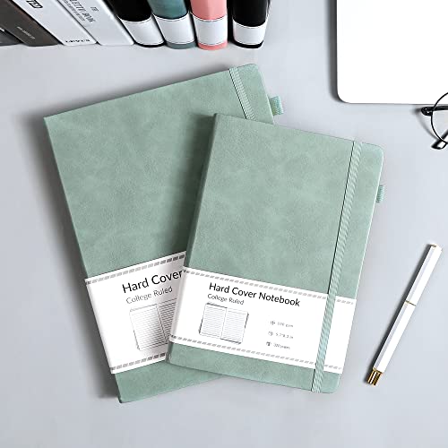 Leather A5 Green Journal Notebook with Pen Loop & Pockets - Women's Men’s Diary