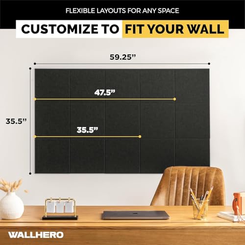Large Cork Board for Wall 59" x 36", Black Bulletin Board | 15 Pack Felt Wall Tiles | Cork Boards for Office Pin Board Tack Board Cork Boards