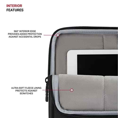 SwissGear Padded Zippered Laptop Sleeve, Micro-Twill Laptop Case with Fleece Lining & Front Webbing