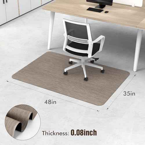 Blvornl Office Chair Mat - 35" x 48" Desk Chair Mat for Hard Wood and Tile Floor, Large Anti-Slip Hard Floor Protector, PVC Mat Desk Rug, Dark Brown
