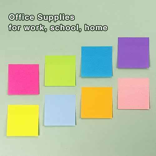 Eastern Wolf 8 Pads Sticky Notes 3x3 Self-Stick Notes 8 Bright Multi Colors Purple Sticky Notes, 85 Sheet/Pad