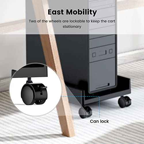 ORICO Mobile CPU Stand with Locking & Swivel Wheels, Universal Under Desk Computer Tower Stand for PC, Multi-Functional CPU Holder for Office & Home (17.9x8.74x0.86 Inches)