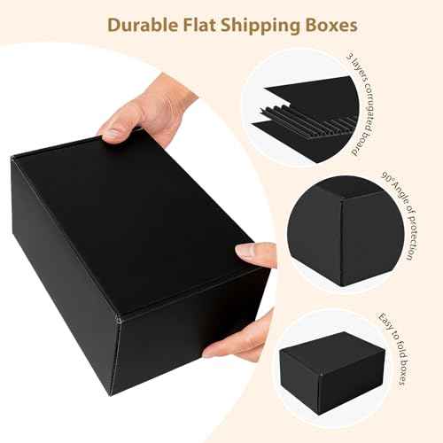 12x9x4 inches Shipping Boxes Set of 20, Small Corrugated Cardboard Box, Literature Mailer, Gift Boxes (Black, 12x9x4)