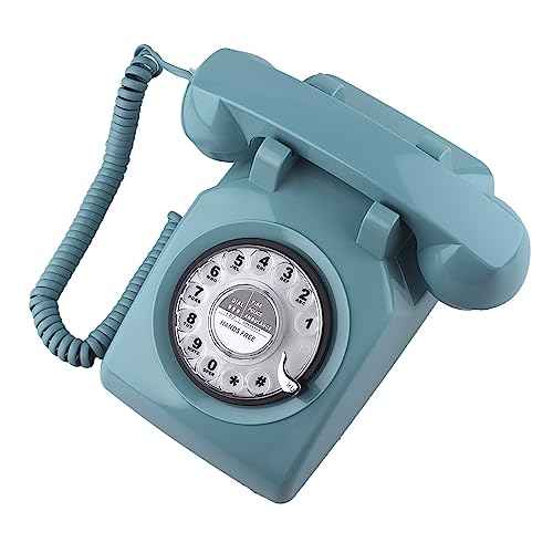 Retro Telephone, Classic Landline Telephone Vintage Old Fashioned Corded Telephone with Redial Function,for Home & Office Decor, Blue