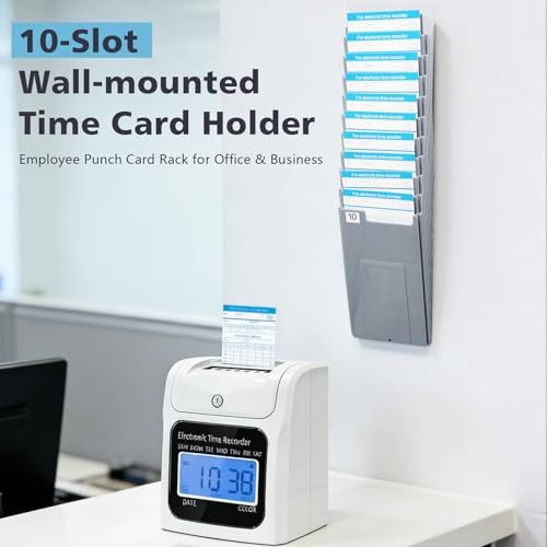 NADAMOO Wall-Mounted 10-Slot Time Card Organizer for Office Punch Clocks