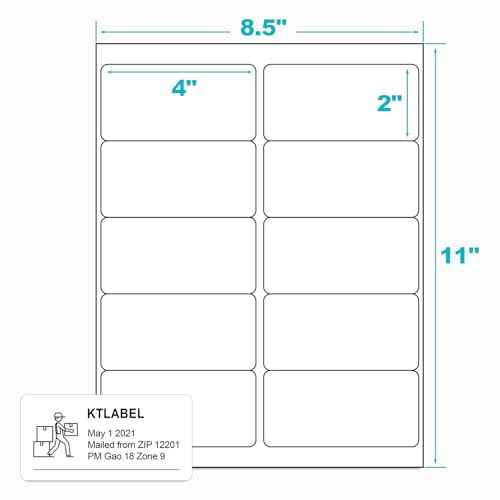 (10 Up 5,000 Pcs) 2"x4" Shipping Address Labels for Laser & Inkjet Printers,500 Sheets Permanent Adhesive 10 per Page Shipping Labels, 1/10 Page Stickers, 10 Labels per Sheet