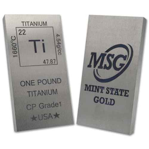 MINT STATE GOLD 1 lb Titanium Bar Bullion Paperweight - 999 Pure Chemistry Design with Certificate of Authenticity (1 Pound)
