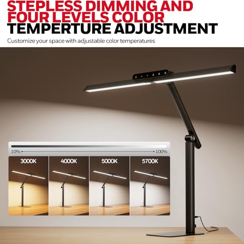 Honeywell Eye-Caring 1200LM LED Desk Lamp with Touch Control - Black Base
