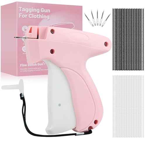 Sewing Gun£¬Clothing Label Gun, 4000 Fasteners (2000 White + 2000 Black) Clothing Label Gun, 6 Needles, Quick-Stitch Cloth Fixer£¬Pink,Garment Repair Tool