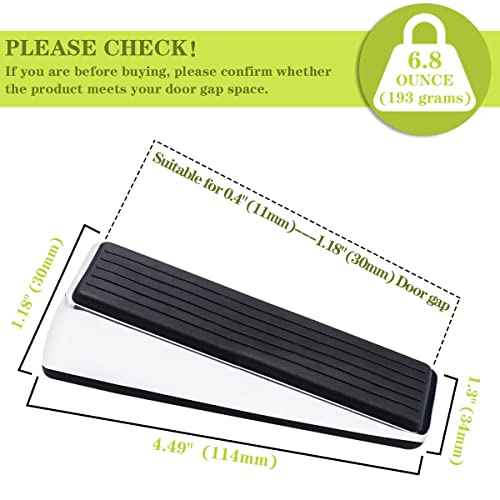 Metal Door Stop, Premium Rubber Heavy Door Stopper, Wedge Stopper, 4Pack, Suitable for Door Clearance of 0.4IN-1.18IN (11mm-30mm)