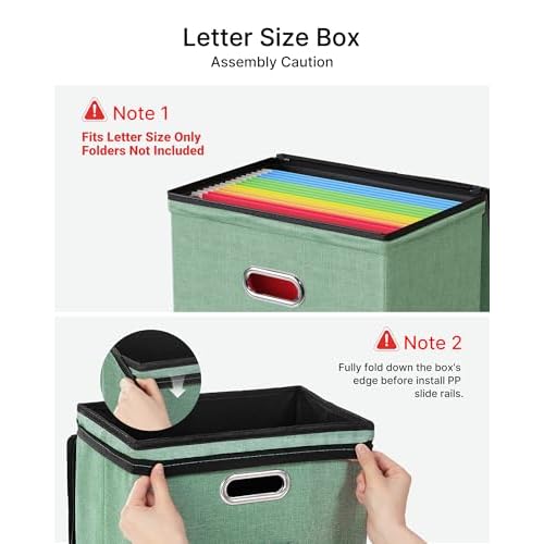 Oterri 2 Pack File Organizer Boxes with Lids, File Box with Mesh Pockets, Document Organizer Box for File Folders Letter Size, Zippers Filing Box for Home, Office, School (Green, Without Folders)