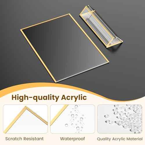Acrylic Sign Holder 8X10 Gold Frames Double Sided Sign Stand for Picture Frames Wedding Table Number Menu Holder Flyer holder Diaplay Stand with Removable Dot Stickers -6 Pack