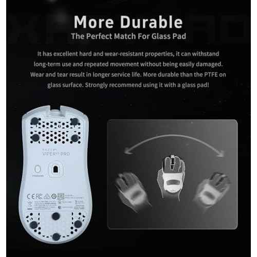 X-Raypad Obsidian Air/Pro Air Speed Mouse Skates, U-PE Universal Dot Mouse Skates Offers Excelent Wear Resistance, Speed & Control Abrasion Resistance Less Noise