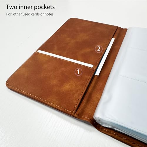 Brown Leather Business Card Holder Book Organizer with 240 Slots