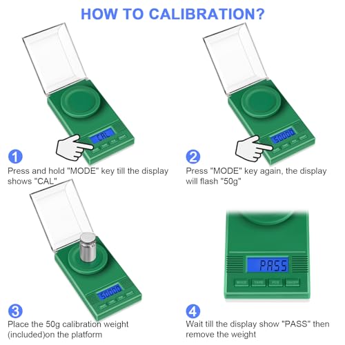 Fuzion Green Digital Milligram Scale 50g/0.001g Powder Measuring Kit