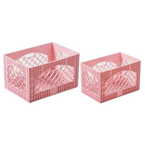 J&V TEXTILES 2 Pack Stackable Crates for Office Storage and Classroom Organization, 16, 24 Quart (Blush)