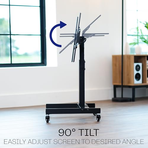 VIVO Low-Height Tilting Mobile TV Cart for 32–75 in Screens