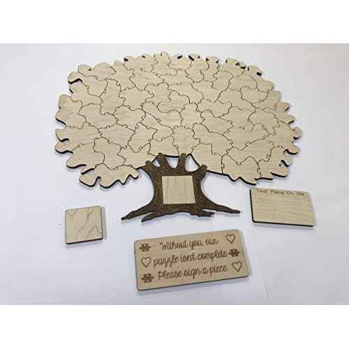 50pc Blank Wedding Tree Puzzle Guest Book Alternative. Add Your Own Personalization. A Great Guest Book Idea for a Wedding Reception, Birthday, Baby Shower, Anniversary or Any Event/Party.