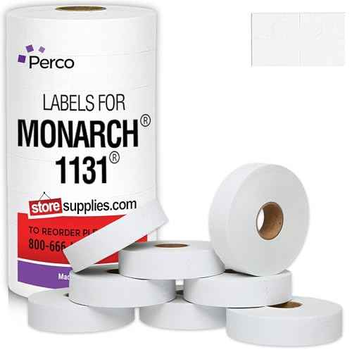 Perco Removable Adhesives White Labels for Monarch 1131 Price Gun - 1 Sleeve, 20,000 Price Gun Labels