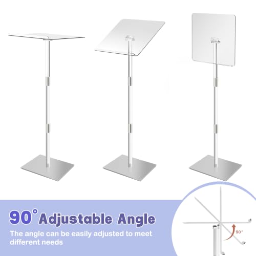 Majhulla Acrylic Lectern Podium Stand with Metal Base, 90° Adjustable Angle