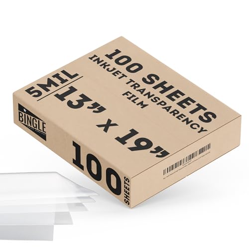13x19" Waterproof Inkjet Transparent Films Silk Screen Printing for Water-Based Dyes and Pigment Ink Printers (13x19" Sheets (100 Pack))