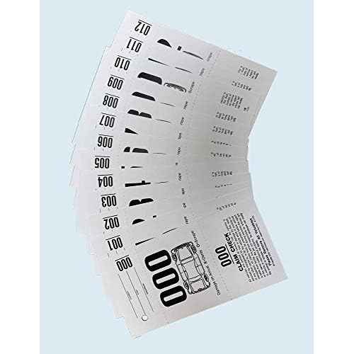 3 Part Valet Parking Tickets (1000 Tickets) on 110lb Card Stock with Car Diagram¡¦
