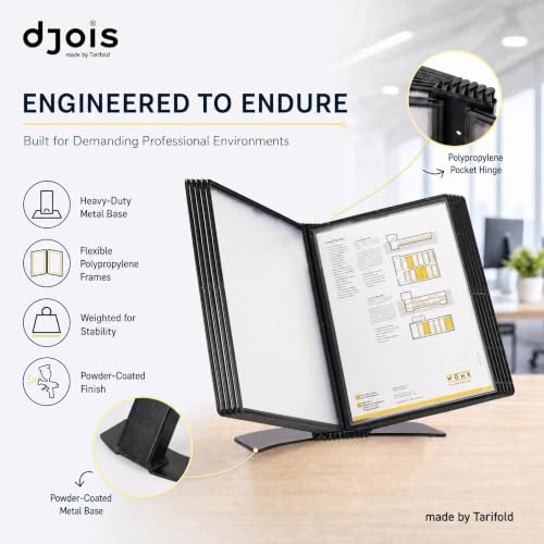 Tarifold Desktop Reference System Black - 10 Pockets, Easy-Load Design, Desk Organizer | Desktop