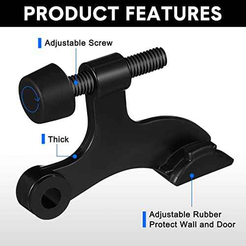 Funrous 24 Pieces Hinge Pin Door Stopper Satin Brushed Door Stops Adjustable Heavy Duty Hinge Stopper with Rubber Bumper Tips(Black)