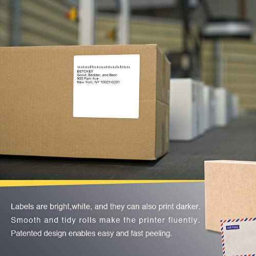 BETCKEY - 4" x 4" (102 mm x 102 mm) Shipping & Large Square Labels Compatible with Zebra & Rollo Label Printer,Premium Adhesive & Perforated [6 Rolls, 2100 Labels]