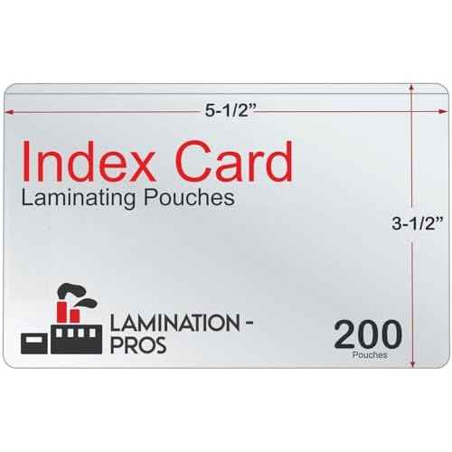 Index Card Laminating Pouches, 5 Mil Index Card Pouches, Heat Sealing Laminating Pouches, Thermal Pouches - 5-1/2" x 3-1/2" - 200 Pouches
