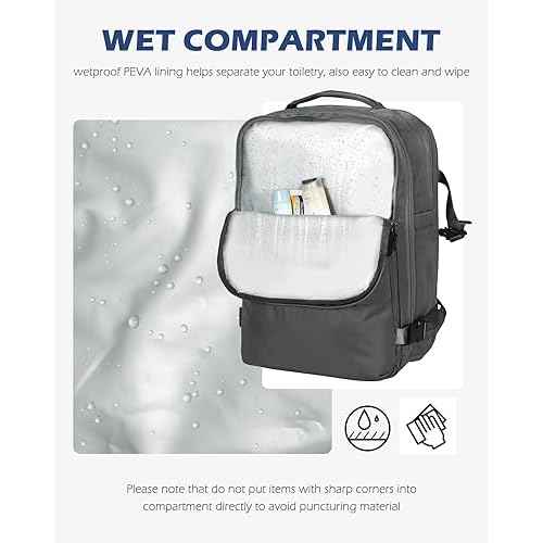 Hynes Eagle 20L Travel Backpack Carry on Backpack Women Men Personal Item Bag for Spirit Airlines Small Nylon Laptop Backpack 14 inches Grey