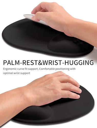 Basibutok Dark Night Black Ergonomic Palm & Wrist Mouse Pad with Memory Foam