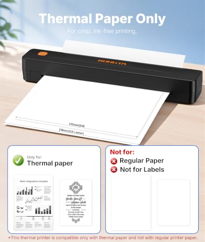 Rongta Black Portable Thermal Bluetooth Printer - Inkless Mobile Printer for Travel, School & Office
