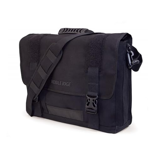 Mobile Edge ECO Laptop Messenger Bag for Men and Women, Fits Up To 17.3 Inch Laptops, Travel Work Computer Bag, Cotton Canvas, Padded Pockets, Black