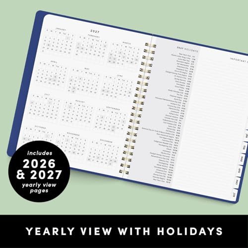 PAPERAGE Large Academic Planner 2026-2027 - Student Organizer with Tabs & Pocket, 9.5x11 inches, Black - Lrg