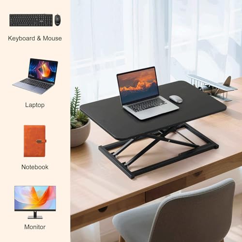 Standing Desk Converter Adjustable Height,Keyboard Riser for Stand Up Desk Riser,Computer Keyboard Stand for Desktop,Ergonomic Sit Stand Workstations for Home Office Black Size 23.6 Inch