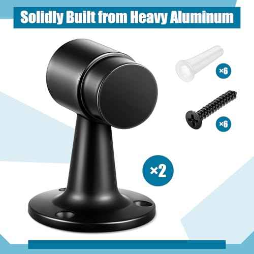 2 Pack Heavy Duty Floor Mounted Door Stop 3 in Aluminum Commercial Grade Door Stopper with Rubber Bumper & Stainless Steel Screws, Black