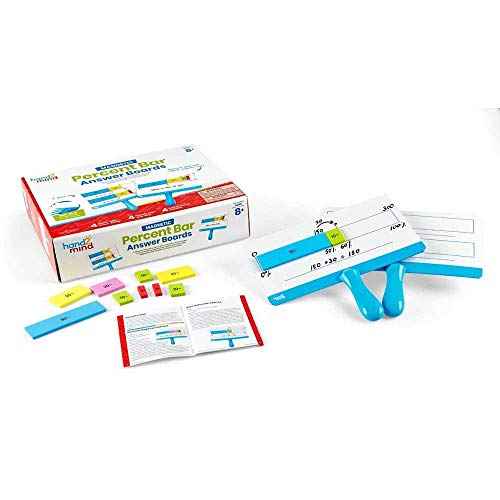 hand2mind Magnetic Percent Bar Answer Boards, Fraction Bars, Magnetic Math Manipulatives for 4th Grade, Dry Erase Paddles, Teacher Supplies for Math Classroom, Homeschooling Supplies (Set of 4)