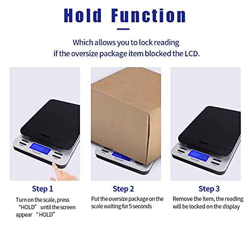 Fuzion Shipping Scale, Accurate Digital Postal Scale 86 lb/0.1 oz with Hold and Tare Function, Postage Scale for Packages and Mailing, LCD Display, Battery and AC Adapter