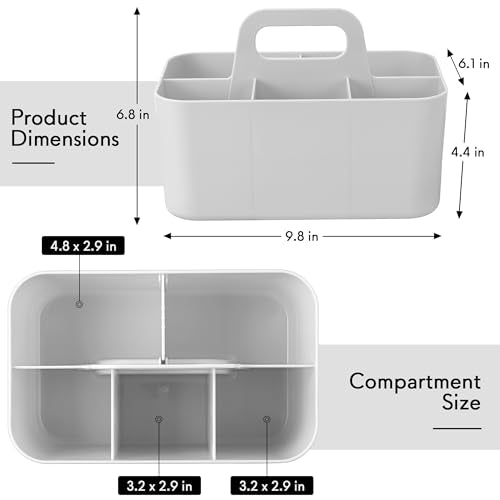Gray Rectangle Multipurpose Caddy Organizer with Handle - Stackable Plastic Office and Dorm Storage