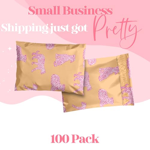 Pink Leopard Poly Mailers 10x13 - 100 Pack | Pretty Package Store