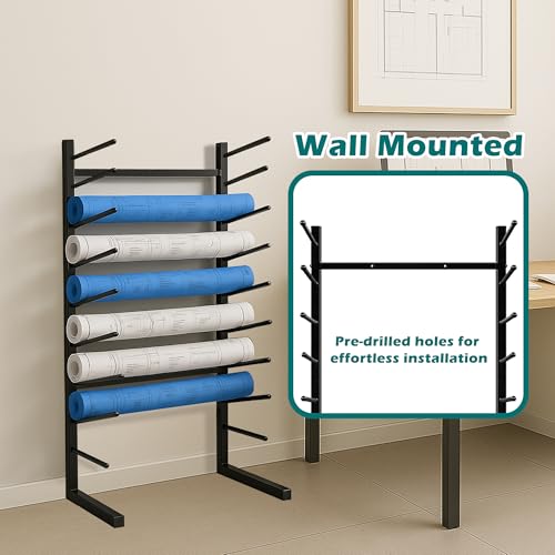 Royxen 9-Tier Blueprint Storage Rack Organizer,Heavy Duty Metal Blueprint Holder for Large Plans,Drawings and Maps Storage,Suitable for Construction, Art Print and Engineering(44¡°H x21.5 L x11.8 W)