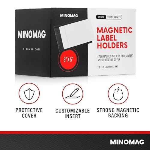 25pcs Magnetic Label Holders 3x5 Inches | C Channel Magnetic Index Card Holder for Steel Shelves, Warehouse Racks