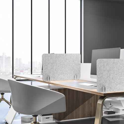 2pcs Acoustic Desk Privacy Panel, 24 x 16" Desk Dividers for Students Desk Partition with Support Feet for Office or Home Use(Silver Gray)