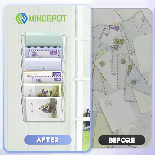 MINDEPOT 6 Pack Acrylic Wall File Organizer Clear Office Storage